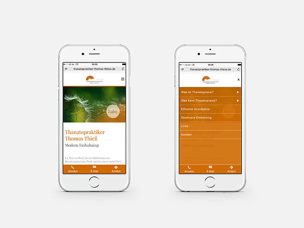 Mobile und responsive Webseite für Thanatopraktiker Thieß