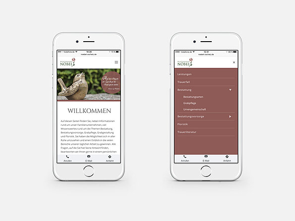 Mobile und responsive Webseite für Bestattungen Nöbel