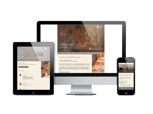 Online Gedenkportal auf der Webseite für Bestatterkunde Erinnerungsleuchten
